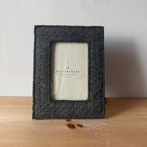Pottery Barn Green Fabric Picture Frame with Beading 4”x6”